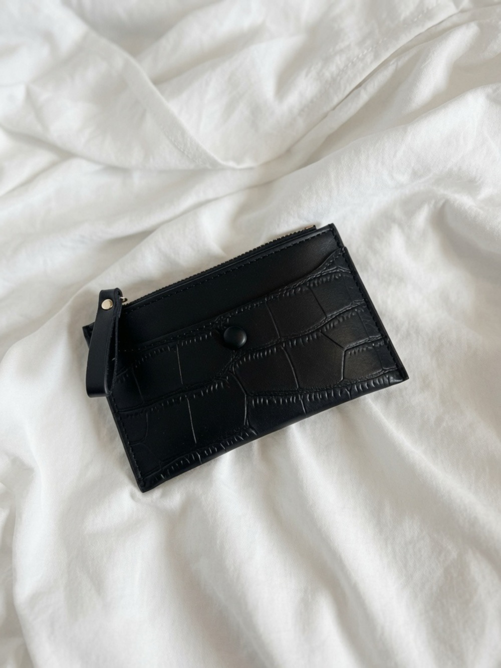 Princess Polly Black Croc-Embossed Card Wallet